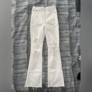 Katie J NYC White Distressed Flare Jeans size 14